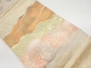 リサイクル　道長取りに唐草・花菱・波模様織出し名古屋帯